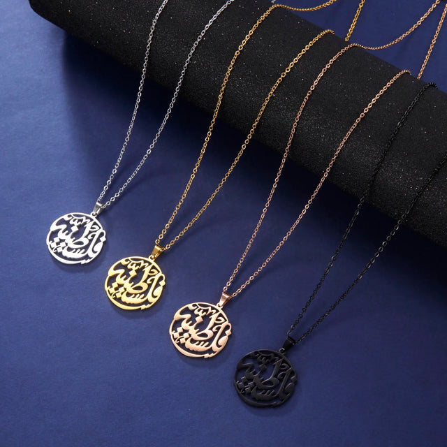 Cazador Palestine Round Pendant Necklace - Stainless Steel Chain, Vintage Jewelry for Men & Women