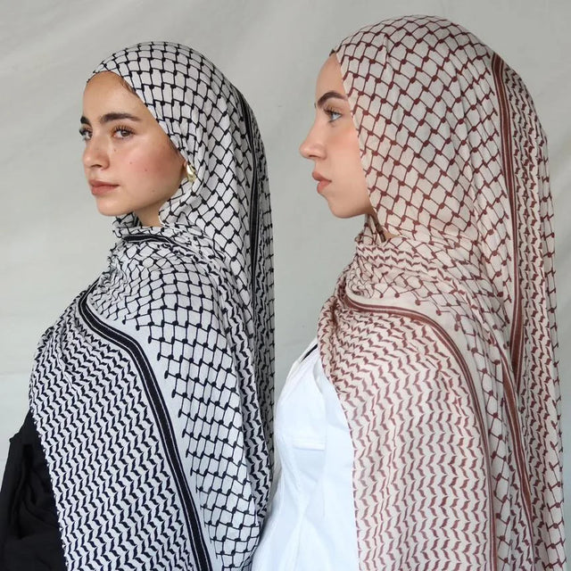 Fashion Kuffiyeh Hijab Scarf - Breathable Chiffon Shawl for Women