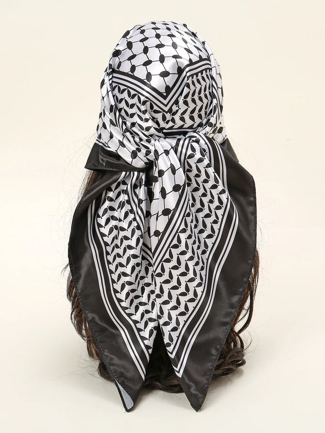 Arab Printed Satin Silk Scarf
