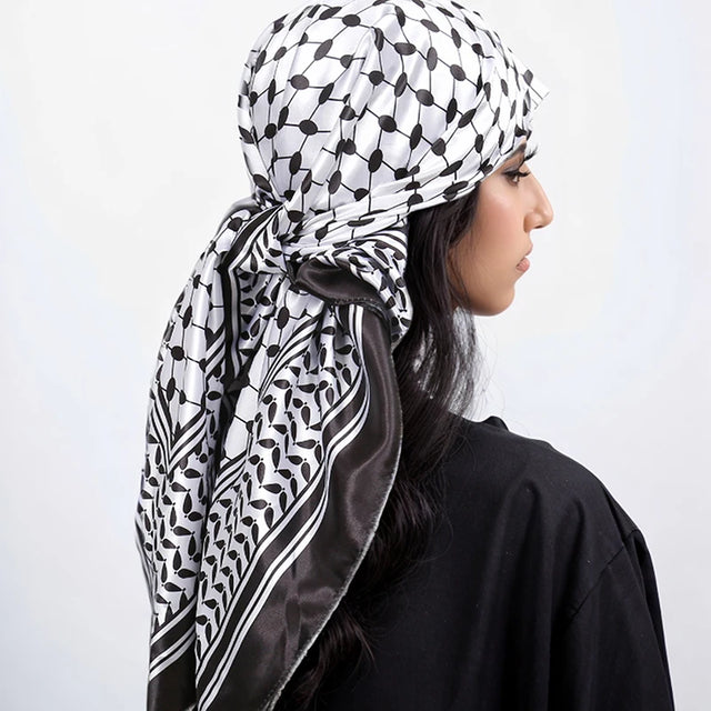 Arab Printed Satin Silk Scarf