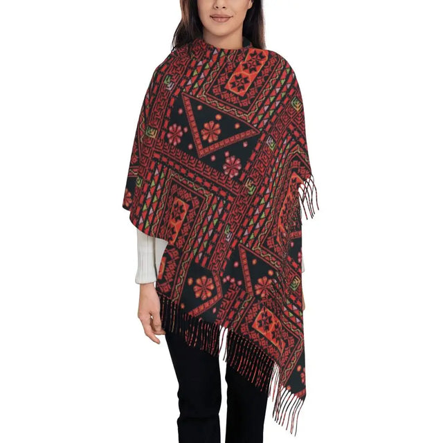 Palestine Flag Tassel Scarf - Soft Patriotic Shawl for Women, Winter & Fall