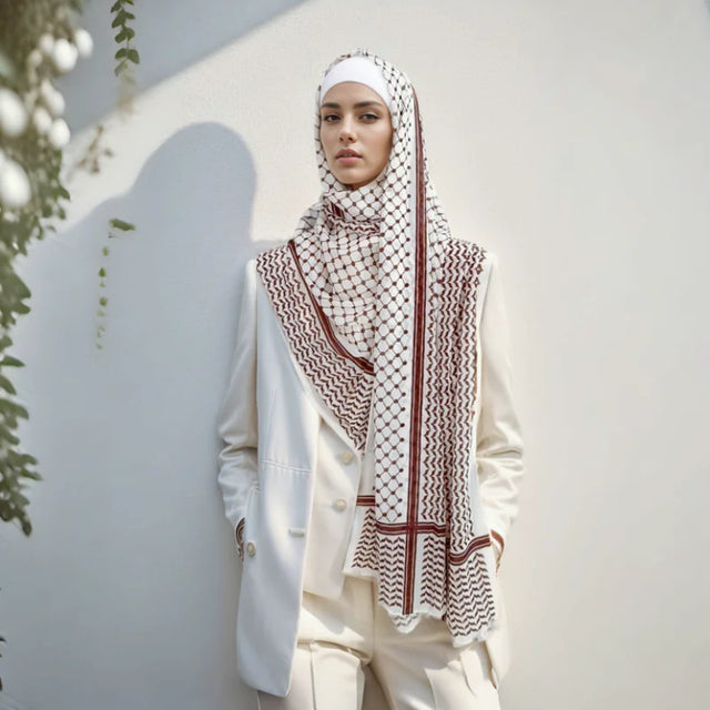 11-Color Chiffon Keffiyeh Hijab - Geometric Print Headwrap