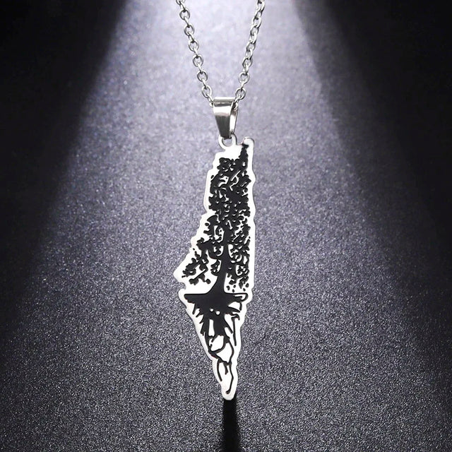 Dawapara Tree of Life Necklace - Stainless Steel Map Pendant for Men & Women