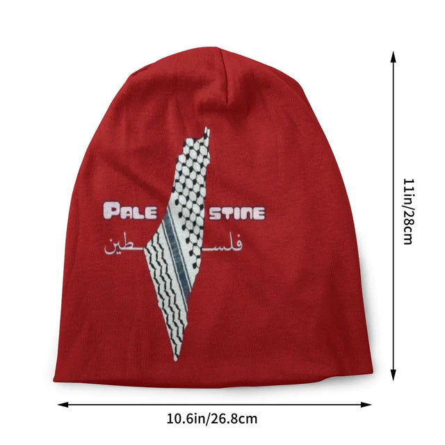 Palestine Kufiya Map Beanie – Warm Polyester Hat with Cultural Design