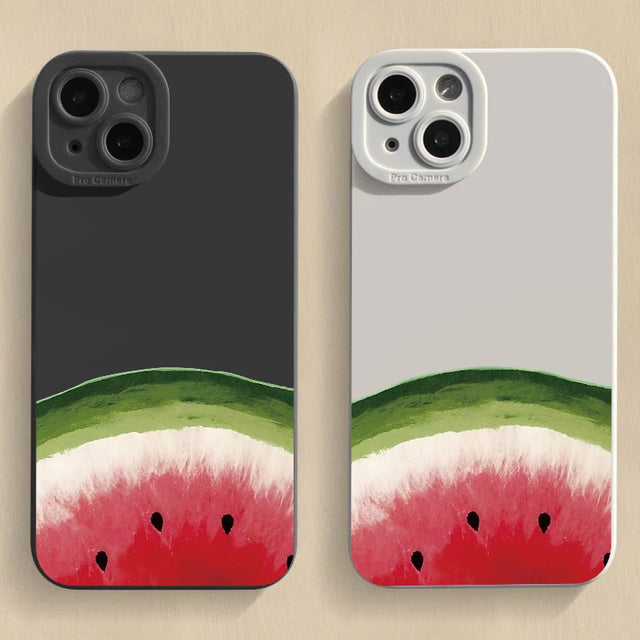 Watermelon Silicone Phone Case - Cute Camera Protection Cover for iPhone 6 to 15 Pro Max