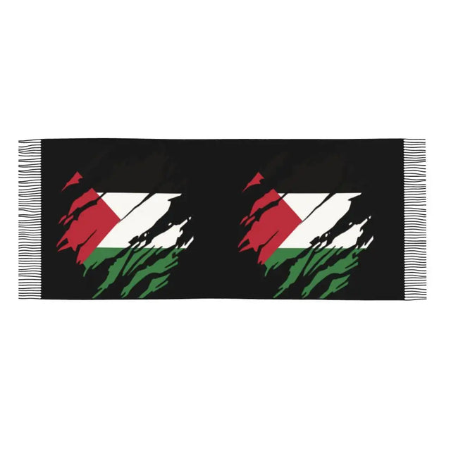 Palestine Flag Tassel Scarf - Soft Patriotic Shawl for Women, Winter & Fall