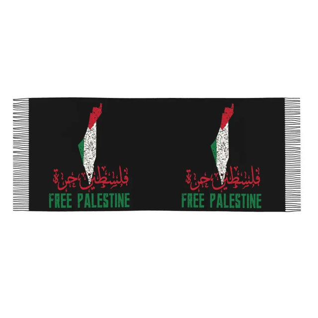 Palestine Flag Tassel Scarf - Soft Patriotic Shawl for Women, Winter & Fall