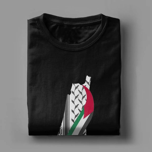 Palestinian Kuffiyeh Map T-Shirt – Cotton Casual Tee for Men & Women