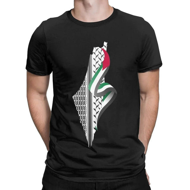 Palestinian Kuffiyeh Map T-Shirt – Cotton Casual Tee for Men & Women