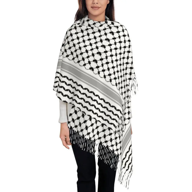 Palestine Flag Tassel Scarf - Soft Patriotic Shawl for Women, Winter & Fall
