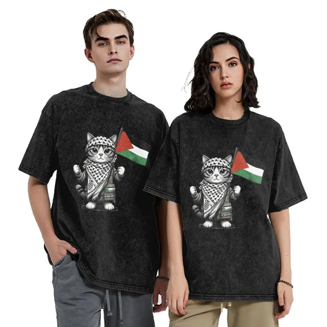 Cat Lover Streetwear T-Shirt – Oversized Hip Hop Cotton Tee for Men & Women