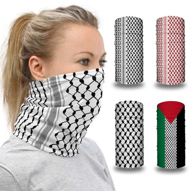 Palestinian Keffiyeh Bandana Neck Gaiter - Multifunctional Arabic Face Mask & Headwear - 25cm x 50cm